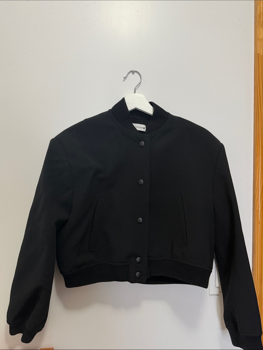 Zara Cropped Black Bomber Jacket
